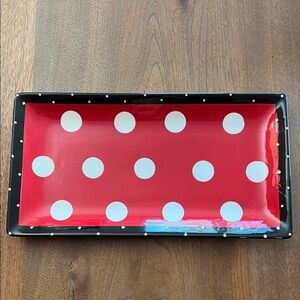 Polka Dot Rectangular Tray - Red and Black